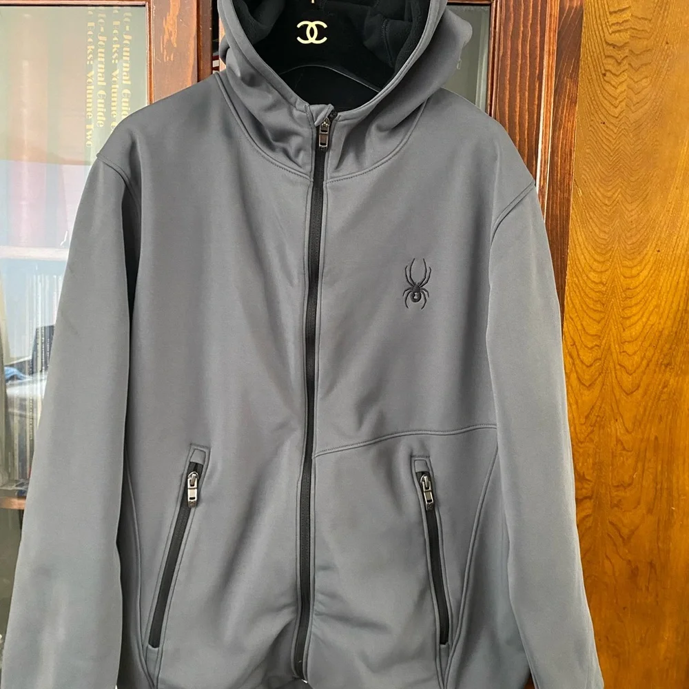 Spyder Men's Hooded Softshell Jacket - Gray Size M